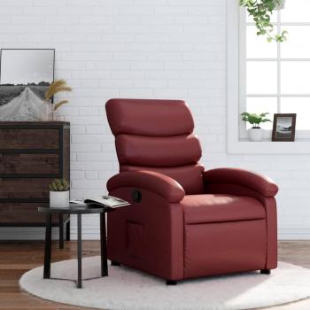 Sillón reclinable de cuero sintético en colores negro, crema, marrón y rojo tinto - Sillón cómodo para dormitorio y sala de estar