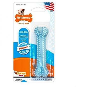 Nylabone Paquete de 3 huesos de dentición con sabor a pollo para masticar cachorro