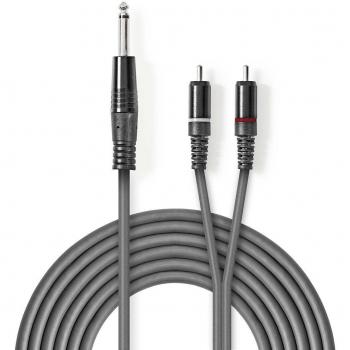 Nedis Cable de Audio Estéreo 6.35mm M-2X RCA M 3.0m Gris