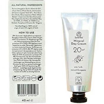 Suntribe Vegan Mineral Day Cream SPF 20 - 40 ml, Natural Anti-Aging Formula for Sensitive Skin