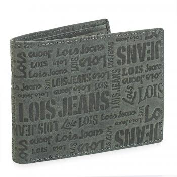 Lois - 11701 Cartera Monedero Billetero Tarjetero Hombre de Piel Genuina. con Portamonedas, 2 Compartimentos para Billetes y 6 para Tarjetas y documentación, Color Gris