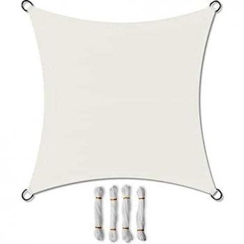 SONGMICS 3 x 3 m Vela de Sombra, para Jardín, Resistente a la Intemperie Protección Solar, PES Poliéster, 94% BloqueUV, Blanco GSH33IVV1