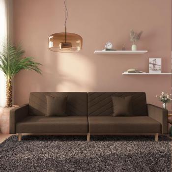 Sofá Cama 2 Plazas Reine Tapizado en Tela con Sistema de Apertura de Libro, Medidas: 220 x 160 cm, Color Marrón