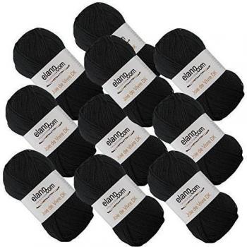 elann Joie de Vivre DK | Set de 10 ovillos de lana de hilado ligero | 10 Negro caviar