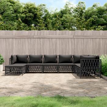 8-Piece Anthracite Steel Garden Lounge Set with Cushions
