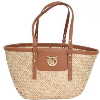 Handwoven Love Summer Basket Bag - Beige, One Size, with Tassel Detail