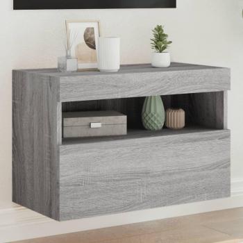 Mueble TV de pared con LED Sonoma gris 60x30x40 cm