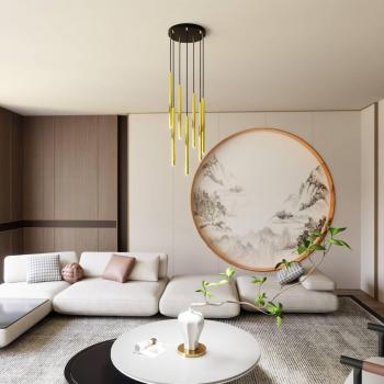 Lámpara colgante Selter Premium Emibig Lighting, color dorado, 7 luces, metal