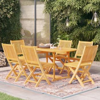 Conjunto de comedor de jardín 7 piezas madera maciza de teca