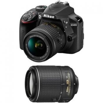 Cámara Réflex Digital Nikon D3400 Kit con Lente AF-P 18-55mm VR y Lente AF-S 55-200mm VR II