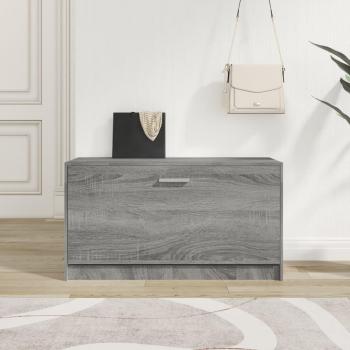 Banco zapatero de madera contrachapada gris Sonoma 80x24x45 cm