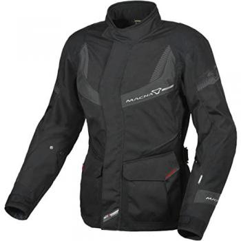 Chaqueta textil de motocicleta para mujer Macna Rancher impermeable Negro-Gris (L)