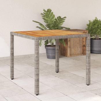 Mesa de jardín de madera de acacia y polyrattan gris 90x90x75 cm