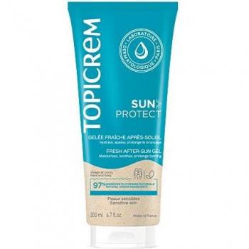 Topicrem Sun Protect Gel Fresco Aftersun 200ml - Gel fresco para después del sol, adecuado para rostro y cuerpo, hidratante, formato de 200 ml