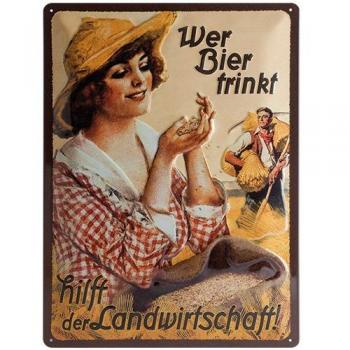 Cartel de chapa 30x40 cmWer Bier trinkt hilft... Frulein