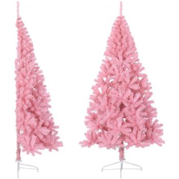 vidaXL Artificial Half Christmas Tree with Stand Pink 210 cm PVC