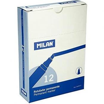 Caja 12 rotuladores permanentes punta biselada azul