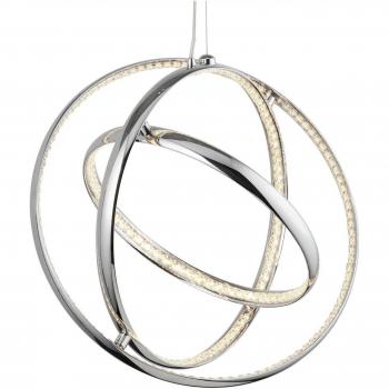 Plafonnier LED intégré Rings - Lámpara de techo integrada LED, diseño en anillos, material de cristal y metal cromado, transparente, con 492 bombillas y dimensiones de cm