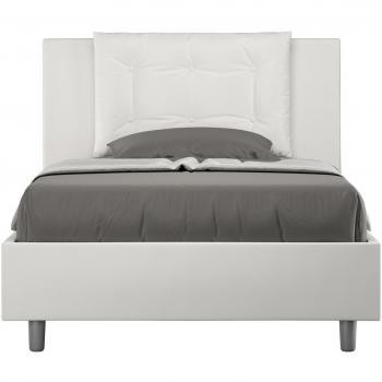 Cama Annalisa 120x190 cm tapizada en símil piel blanca sin somier y con cabecera acolchada