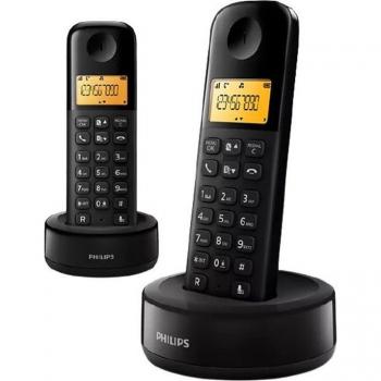 Teléfono DECT Philips D1602B/01 - Inalámbrico con 2 Manos - Negro