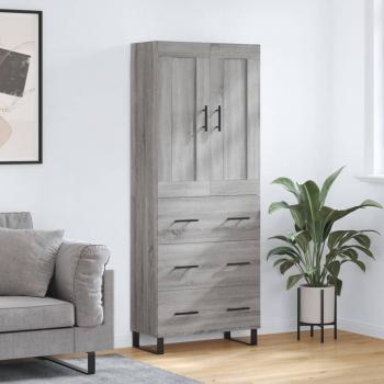 Aparador alto de madera multicapa gris Sonoma 69,5x34x180 cm