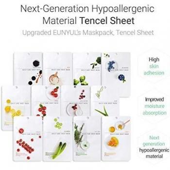 Pack of 10 eunyul daily care facial sheet mask pack blueberry x 10ea korean skincare hydrating nourishing natural ingredients for all skin types