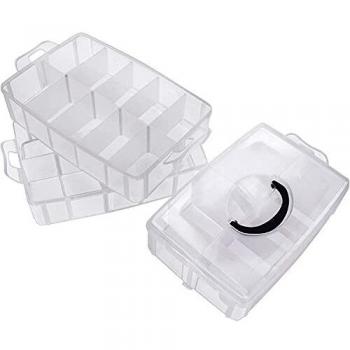 KMT STYLE Caja Organizadora Plástico con 3 Niveles Ranuras de Compartimentos Ajustables Caja Almacenamiento