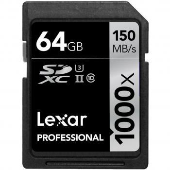 Lexar LSD64GCRBEU1000 Professional Tarjeta de memoria, 1000x 64G,B SDXC, UHS-II