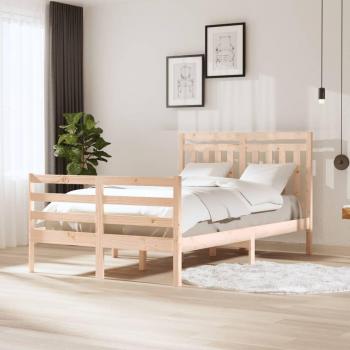 Estructura de cama de madera maciza 4FT pequeña doble 120x190 cm marrón