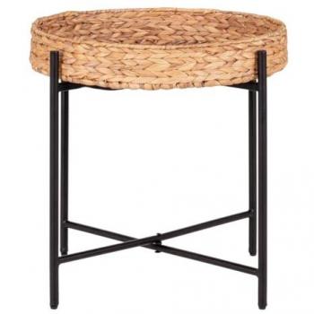 Mesa de Centro Naro, Jacinto de Agua y Metal, Negro y Marrón, 50x50x48.5 cm