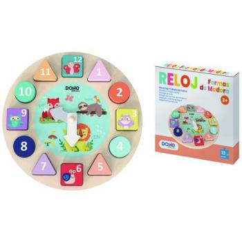 Juego educativo de formas geométricas de madera Dohe - bordes redondos - tacto suave - colores llamativos - motivo reloj - estimula la coordinación ojo-mano - fomenta la imaginación