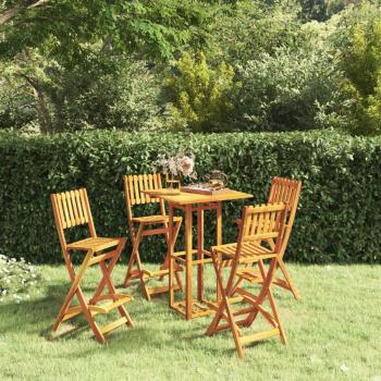 vidaXL 5 Piece Outdoor Bar Set Solid Wood Acacia