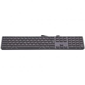 Teclado USB QWERTY Inglés Gris LMP 18248 con 110 teclas, teclado numérico KB-1243 de aluminio, diseño del Reino Unido, compatible con macOS, color gris espacial