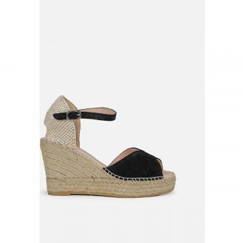 Alpargatas de cuña Macarena modelo Musa47-Negro para mujer en color negro