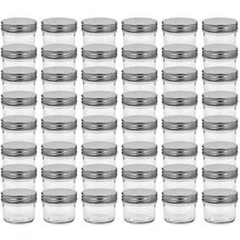 vidaXL 48 tarros de cristal con tapas plateadas, para conservas, 110 ml
