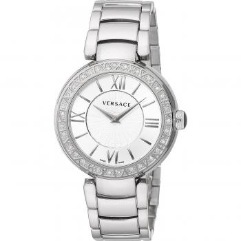 Versace Leda Diamonds Stainless Steel Watch for Women, Gray, Size: ONE SIZE