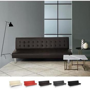 Sofá cama clic clac de 2 plazas en polipiel reclinable diseño moderno Elly color marrón