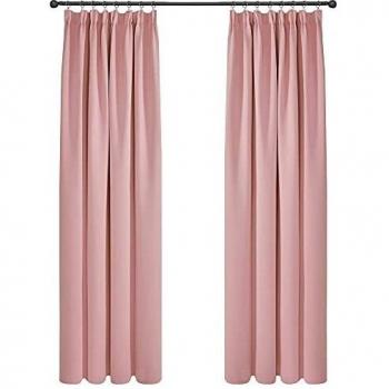 Deconovo Cortinas Dormitorio Moderno Tela Suave Gruesa para Ventanas de Habitación Juvenil con Fruncido 2 Piezas 132x229cm Rosado