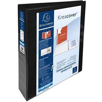 Carpeta Exacompta 4 anillas mixtas 50mm forrada 3 bolsos exteriores Krea Cover A maxi