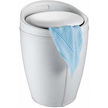 WENKO Taburete Candy blanco cuero de imitación - pongotodo, taburete baño, Plástico