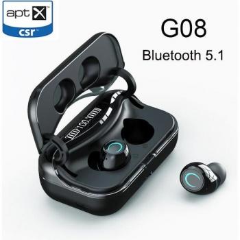 Auriculares G08 Bluetooth 5.1 Inalámbricos con Control Táctil, HiFi, Impermeables IPX7 y Pantalla LED con Caja de Carga