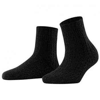 Falke Women's Ribbed Cashmere-Wool Bed Socks - Black - Size 39-42