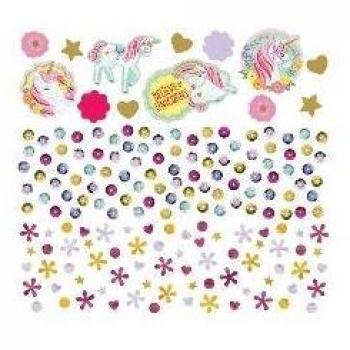 amscan- Magical Confetti-Value 3pkCNF Sequin/FL/PPR mag Unicorn, Multicolor