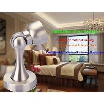 Tope de puerta magnética, acero inoxidable casting ajustable Potente Para Pared o suelo, Instalación sin necesidad de taladrar - 3M de doble cara cinta adhesiva
