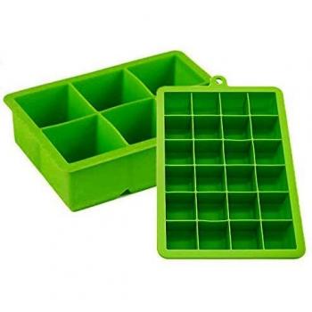2 Pack Bandejas de Cubitos de Hielo, Moldes de Hielo de Silicona, Dos Moldes de Cubitos de Hielo Verde para Congelar Alimentos para Bebés Pudín de Caramelo Gelatina Jugo de Leche Cócteles Cola Whisky
