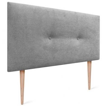 Cabecero de Polipiel o Tela Aqualine Liso con Botones y Patas, Tapizado de Alta Gama, Moderno y Acolchado (110x105cm - Gris)