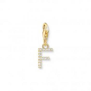 Colgante Charm Mujer Letra F con Piedras Blancas y Chapado en Oro Thomas Sabo 1969-414-14