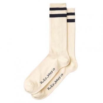 Nudie Jeans Amundsson Sport Socks - Off White/Navy, One Size