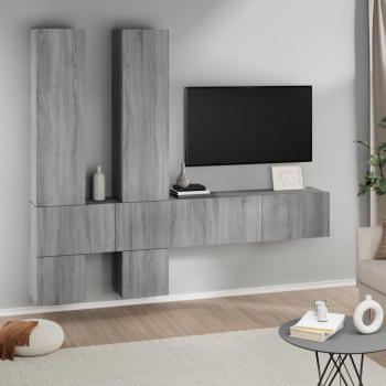 Mueble de Pared para TV Gris Sonoma en Madera Contrachapada Multicapa