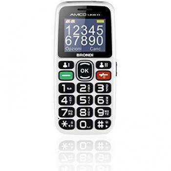 Teléfono Brondi Amico Único Blanco Dual SIM con Pantalla de 1.8 y Teclas Grandes para Adultos Mayores